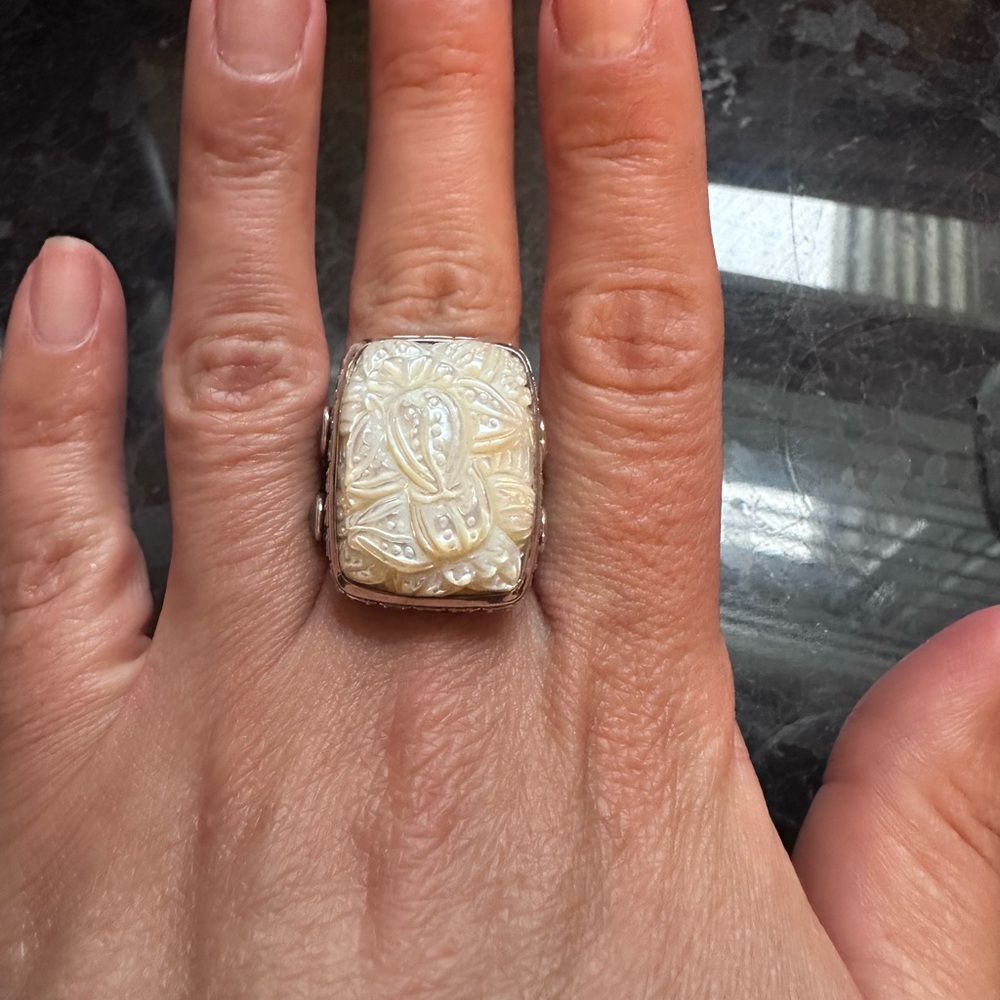 Stephen Dweck Carved Mother of Pearl Ring